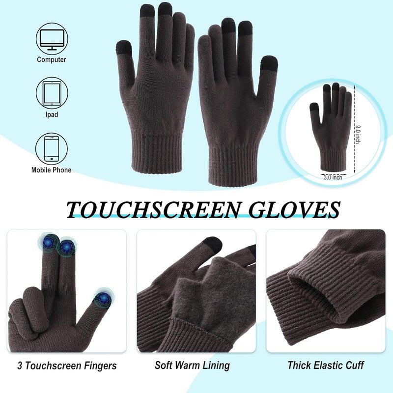 Connectyle 3 PCS Fleece Lined Cold Weather Set, Warm Winter Beanie Hat, Long Scarf and Touchscreen Gloves for Men & Women - Image 4